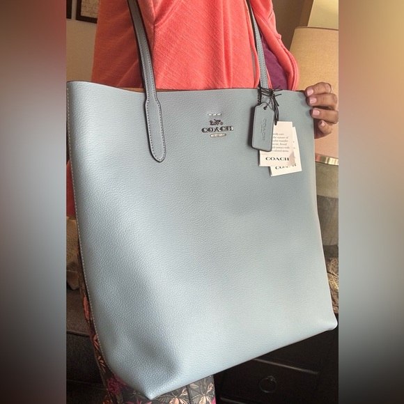 Authentic COACH Pebbled leather/suede snap long Tote - Picture 3 of 14